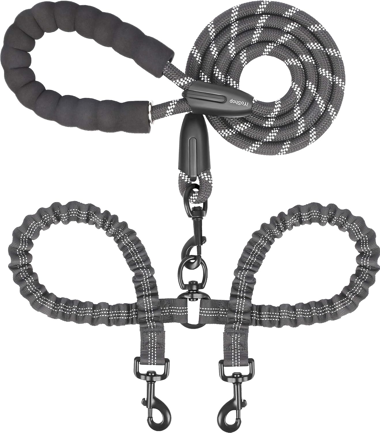 Bungee Dog Leash Shock Absorbing - Correa doble para perro, correa doble