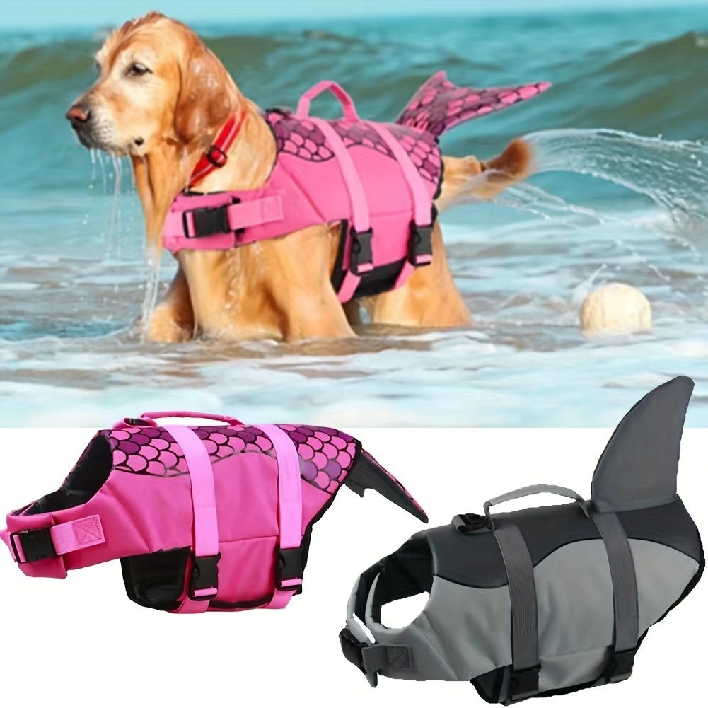 Dog Life Jacket Vest Buoyancy Handle - Chaleco Salvavidas para Perros con Diseño