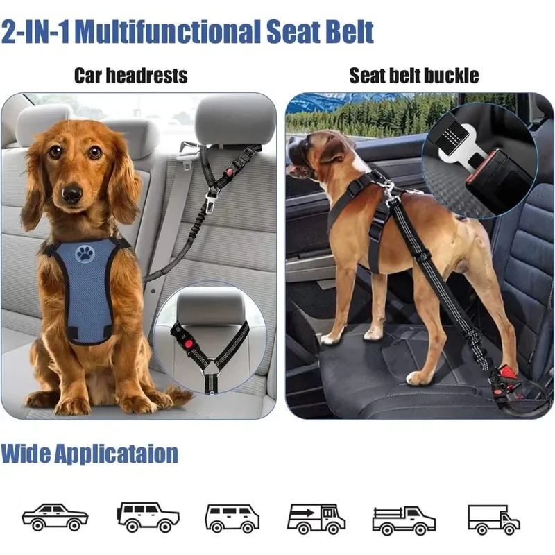 Dog Seat Belt Harness Safety Tether - Cinturón de seguridad de coche para