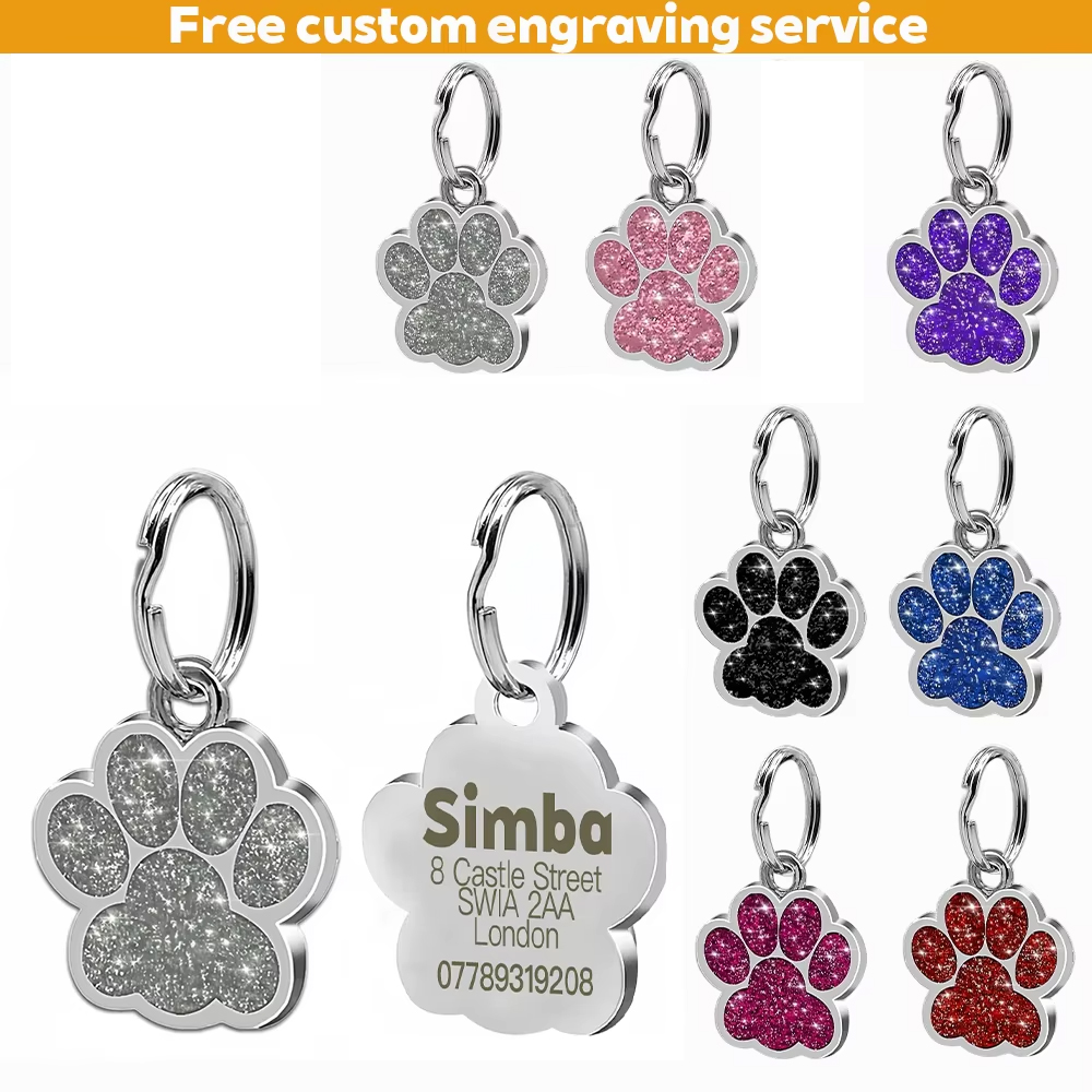 Reflective Dog Collar Personalized Engraved - Placa de identificación personalizada para mascotas,