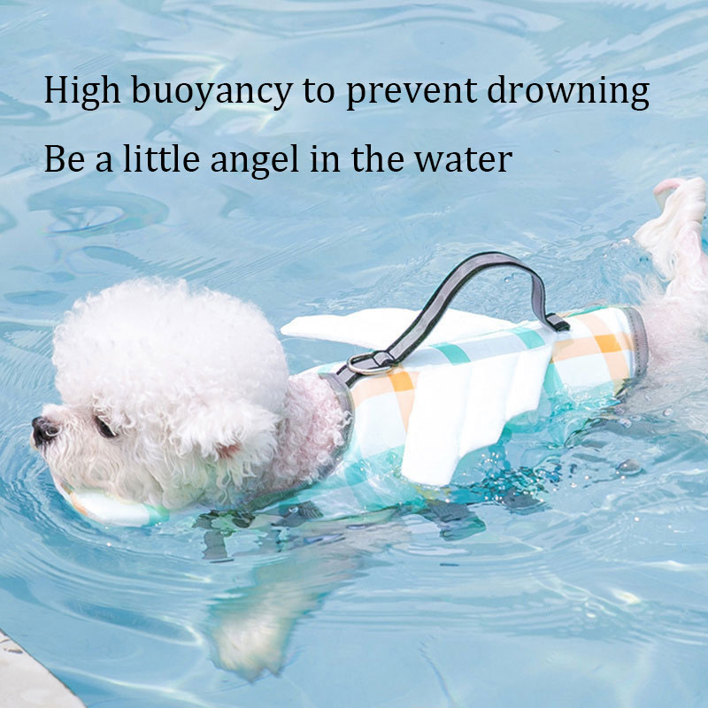 Dog Life Jacket Vest Buoyancy Handle - Chaleco Salvavidas para Perros con Diseño