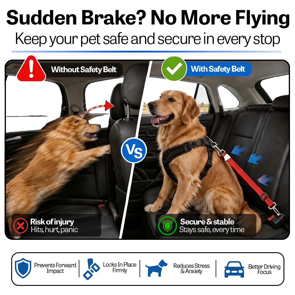 Cinturón de seguridad para per - Dog Seat Belt Harness Safety Tether reseña y precio