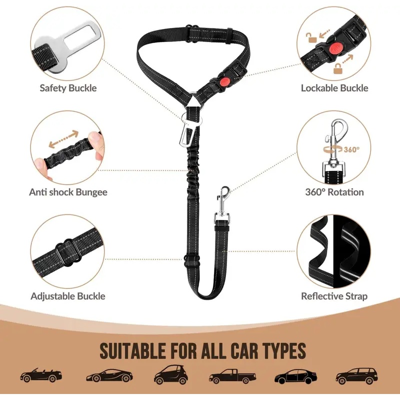 Cinturón de Seguridad para Per - Dog Seat Belt Harness Safety Tether reseña y precio